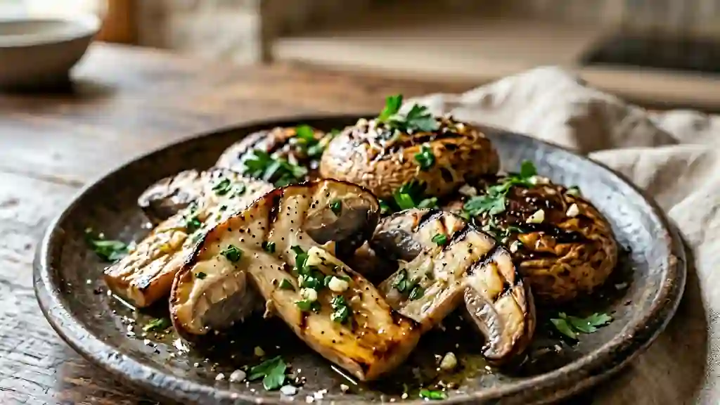 Coulemelles grillées à l'ail et au persil - Photo de présentation