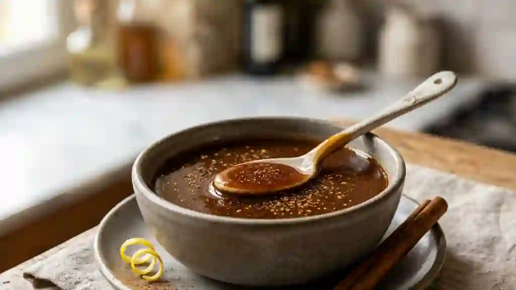 Coulis de cannelle sirupeux au sucre roux - Photo de présentation