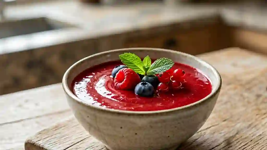 Coulis de fruits rouges acidulé à la menthe - Photo de présentation