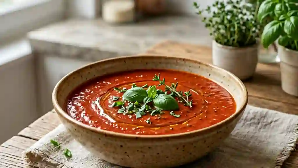 Coulis de tomates onctueux au basilic frais - Photo de présentation