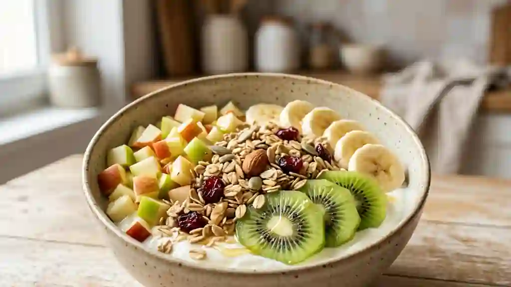 Bol de fruits frais et muesli croquant - Photo de présentation