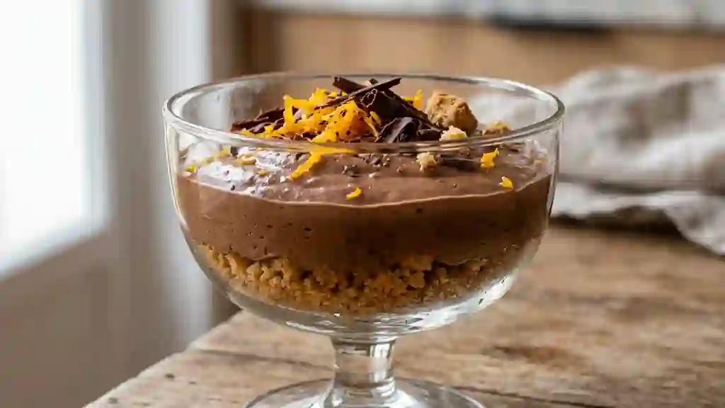 Coupe fondante chocolat noir et orange acidulée - Photo de présentation