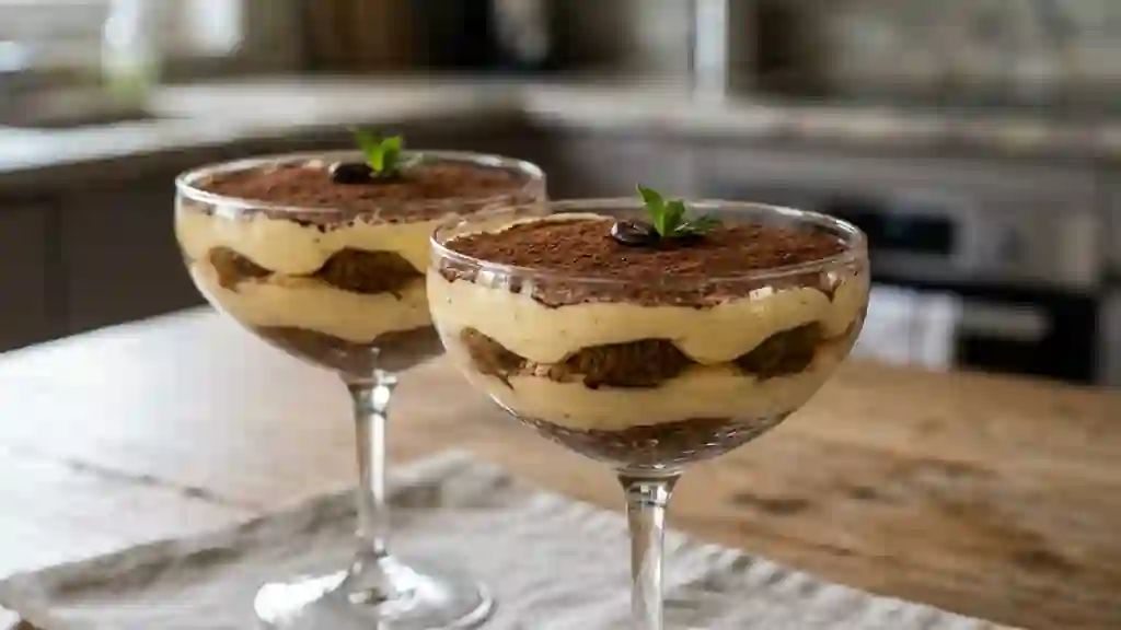 Tiramisu aérien en coupes individuelles - Photo de présentation
