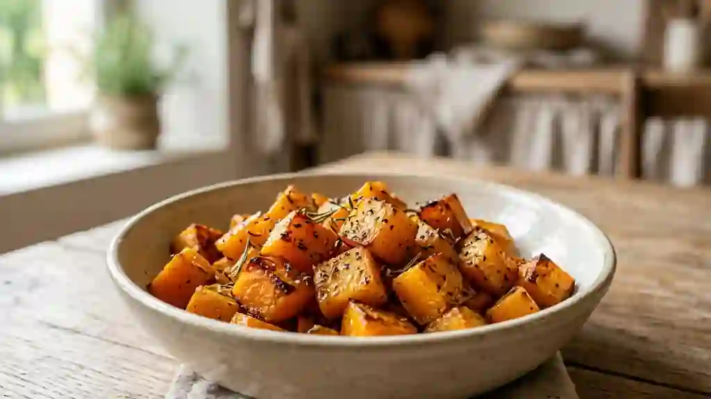 Courge rôtie fondante au thym et romarin - Photo de présentation