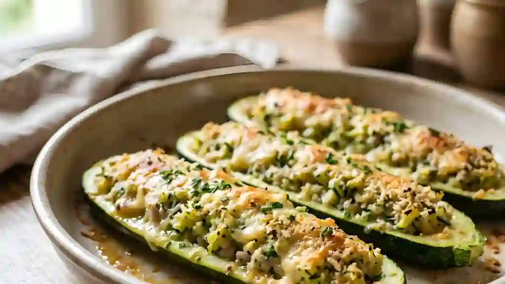 Courgettes au Comté gratiné et herbes fraîches - Photo de présentation