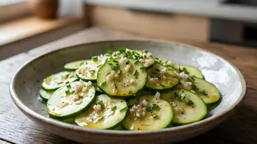 Courgettes croquantes à la vinaigrette moutardée - Photo de présentation
