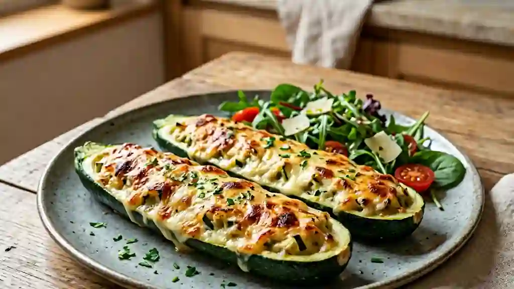 Courgettes farcies au gratin de béchamel - Photo de présentation