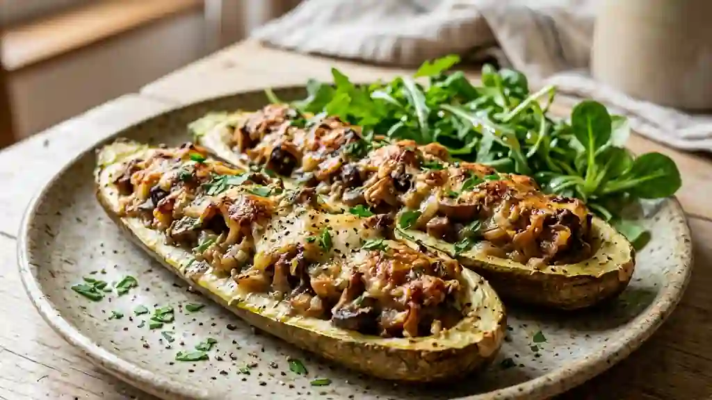 Courgettes farcies forestières et crémeuses - Photo de présentation