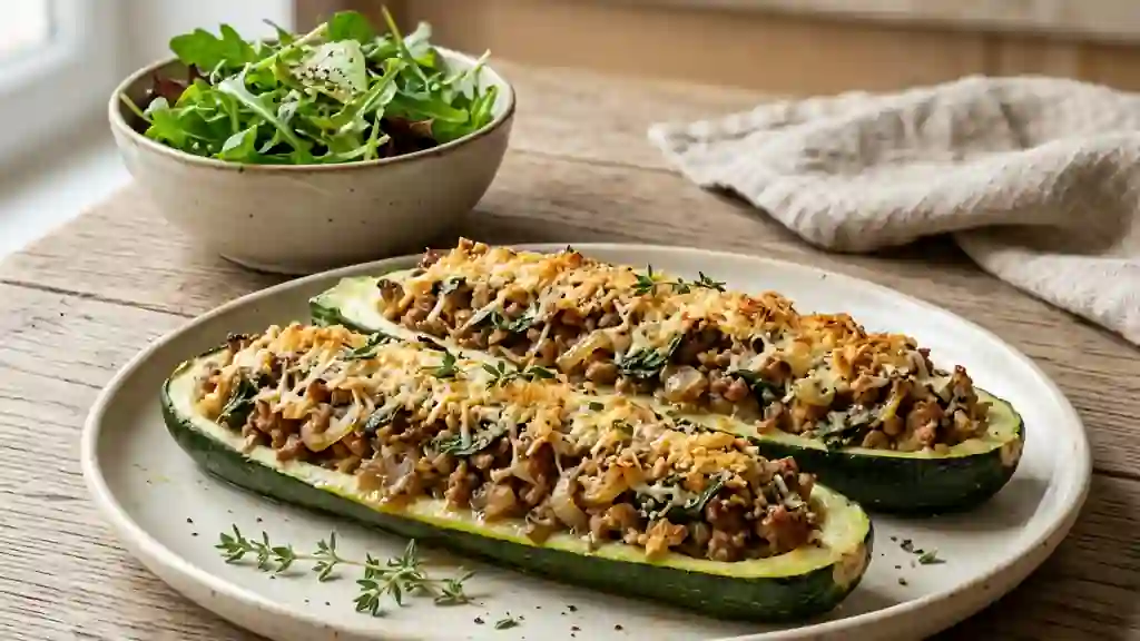 Courgettes farcies au haché et oseille - Photo de présentation