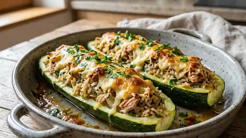 Courgettes Farcies au Thon et Riz Gratinées - Photo de présentation