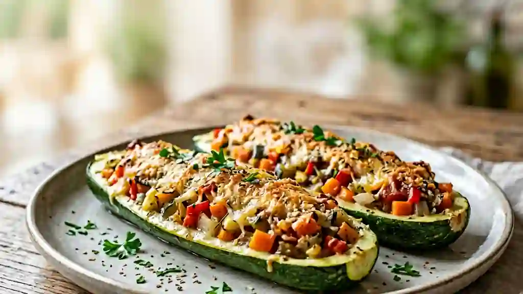 Courgettes farcies au cœur fondant et gratiné - Photo de présentation