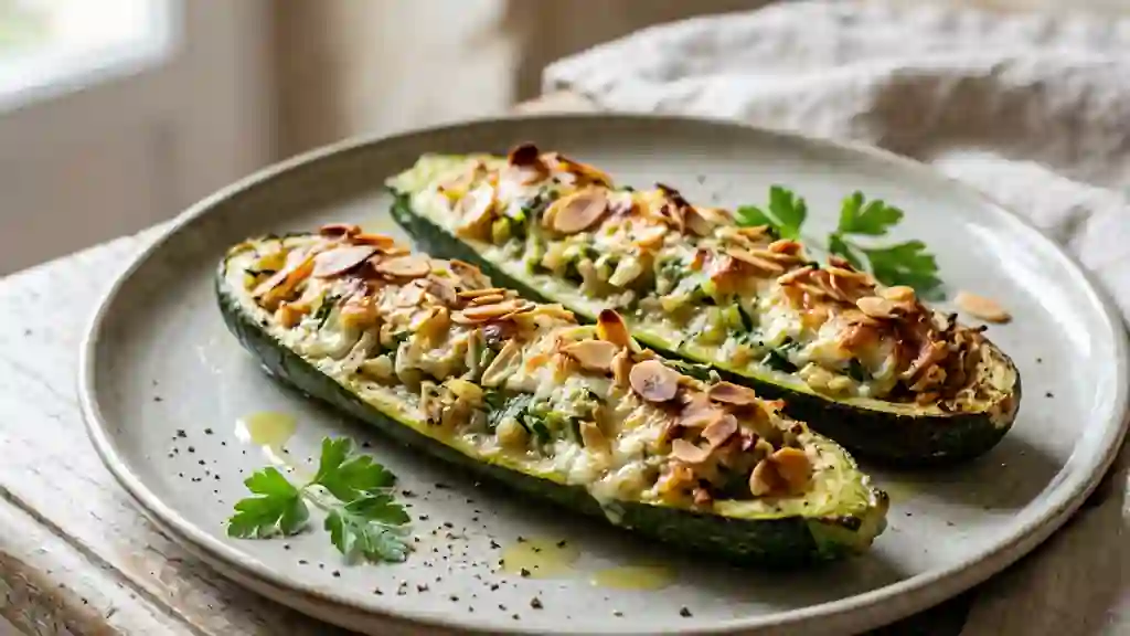 Courgettes fondantes au chèvre et amandes - Photo de présentation