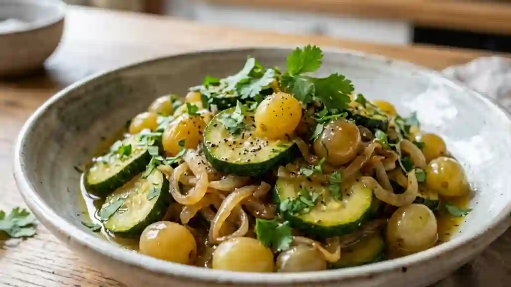 Courgettes fondantes aux raisins et coriandre - Photo de présentation