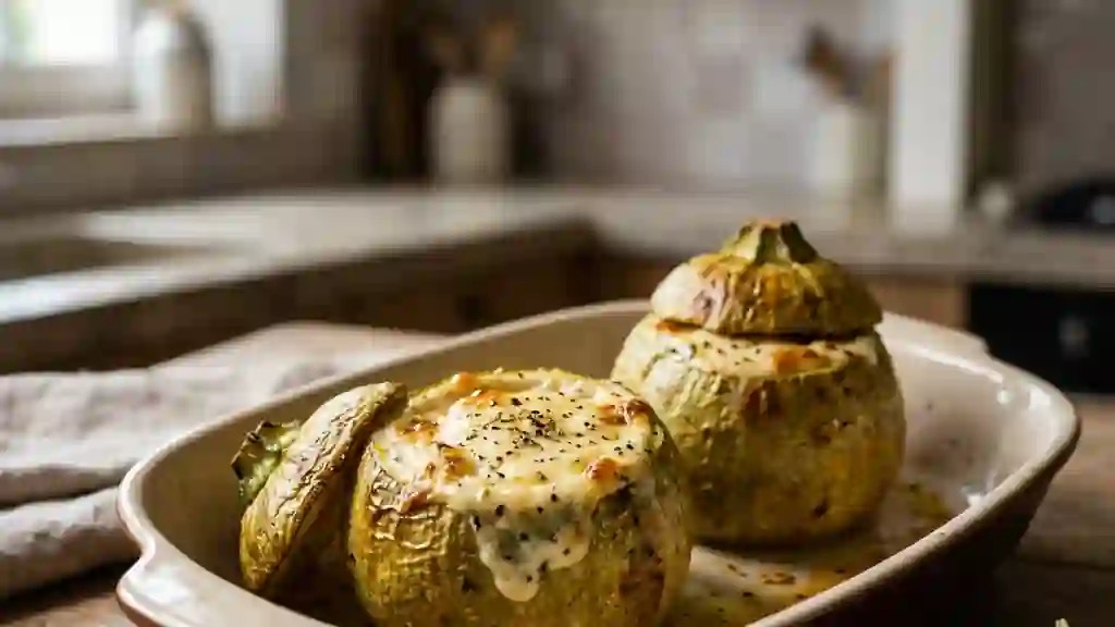 Courgettes rondes au chèvre fondu - Photo de présentation