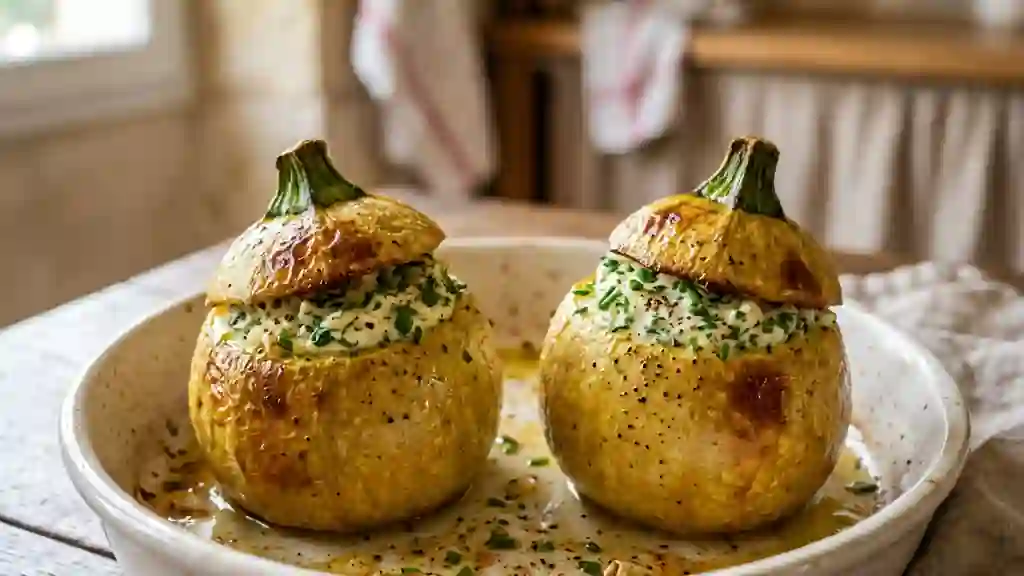Courgettes rondes fondantes au fromage frais - Photo de présentation