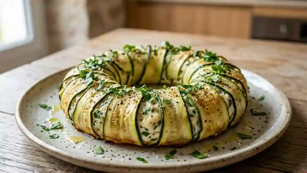 Couronne de courgettes fondante au fromage frais - Photo de présentation