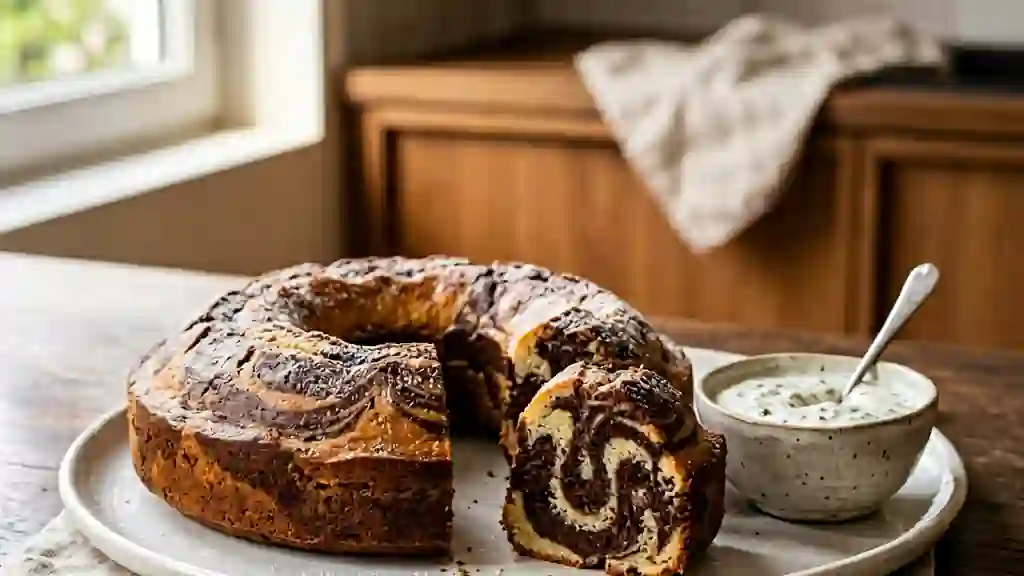 Marbré cacao fondant et sa crème ail-herbes - Photo de présentation