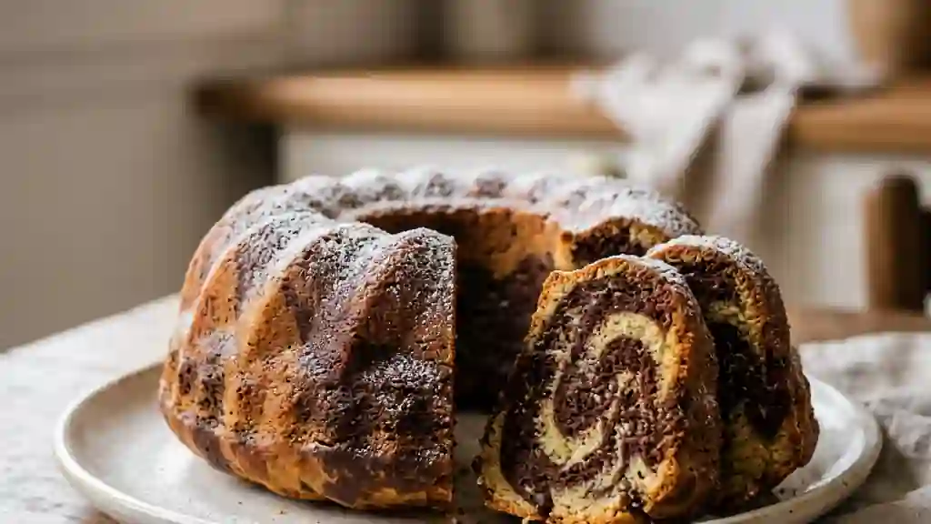 Couronne marbrée fondante vanille-chocolat - Photo de présentation