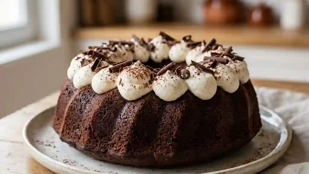 Couronne fondante au cacao et nuage de chantilly - Photo de présentation