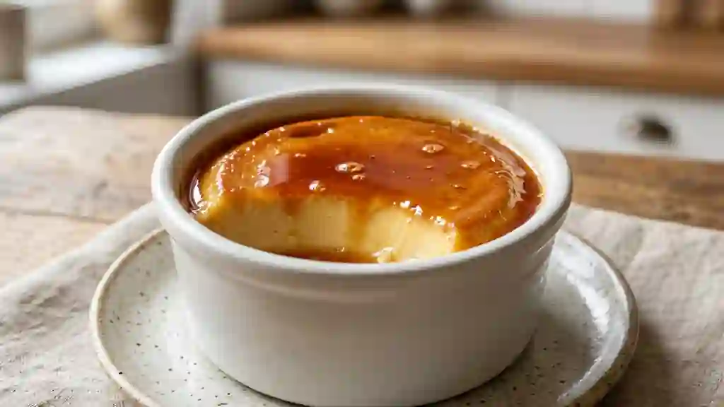 Crème aux œufs fondante et caramel ambré - Photo de présentation