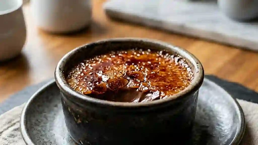Crème brûlée au chocolat noir fondant - Photo de présentation