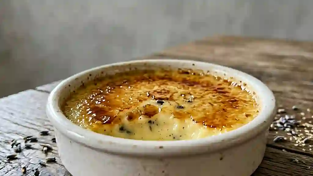 Crème brûlée onctueuse à la lavande - Photo de présentation