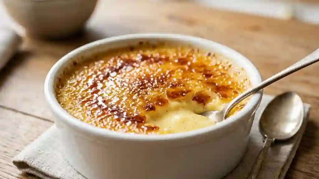 Crème brûlée onctueuse à la vanille - Photo de présentation