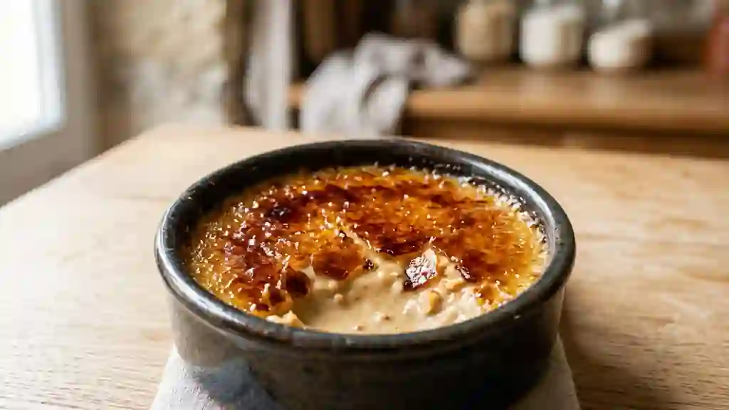 Crème brûlée fondante au beurre de cacahuète - Photo de présentation