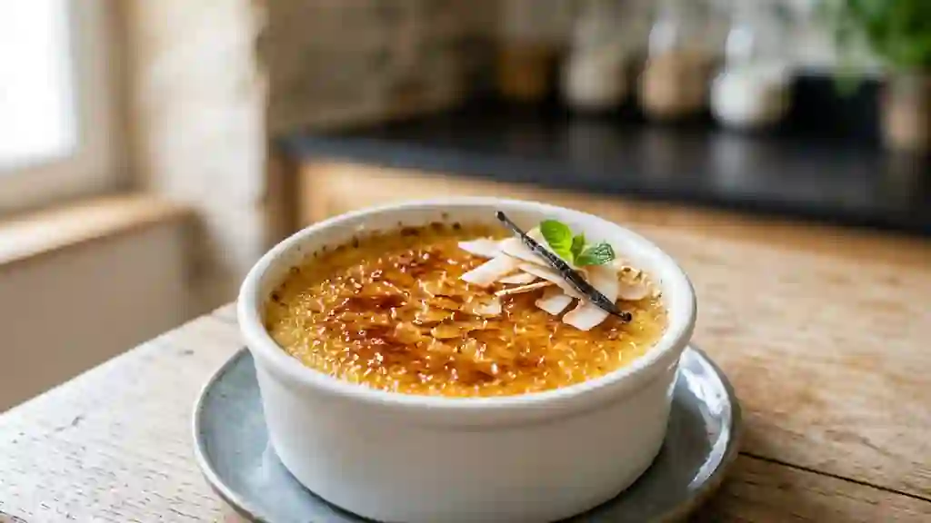 Crème brûlée onctueuse au lait de coco - Photo de présentation