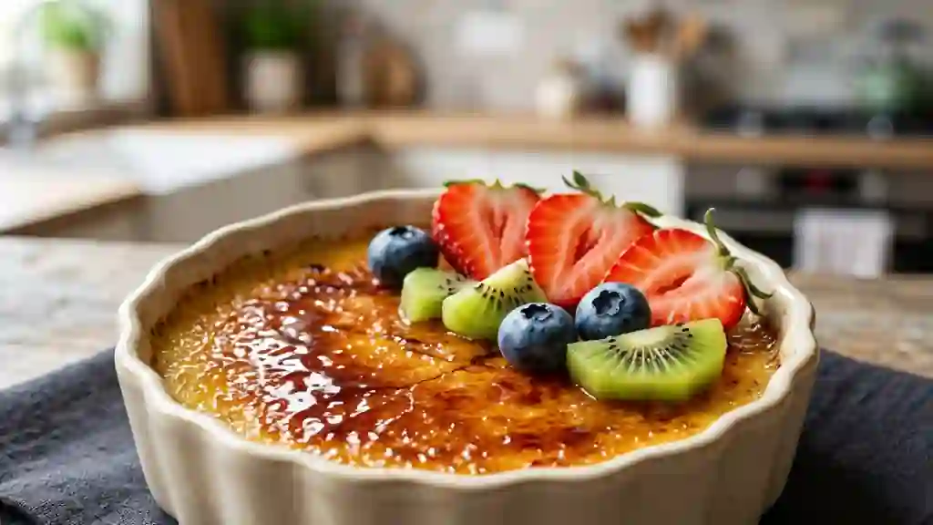 Crème brûlée onctueuse aux fruits de saison - Photo de présentation