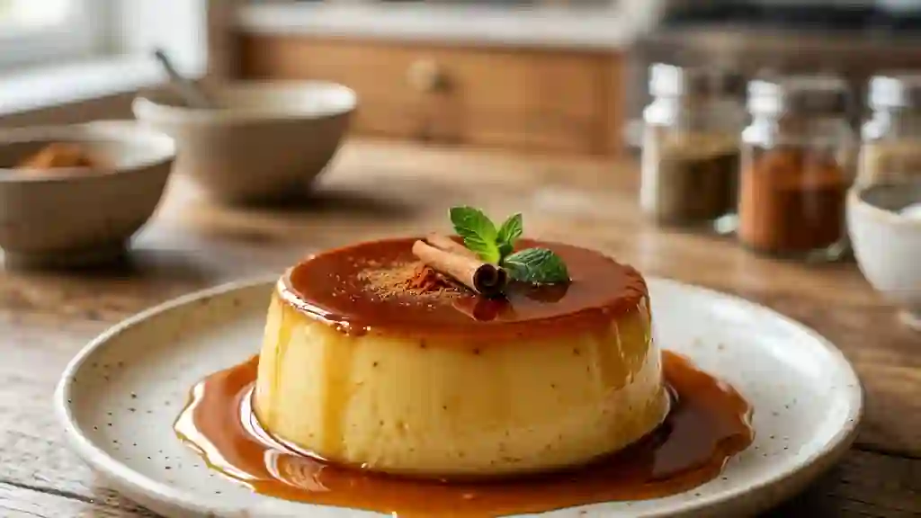 Crème caramel fondante cannelle et piment - Photo de présentation