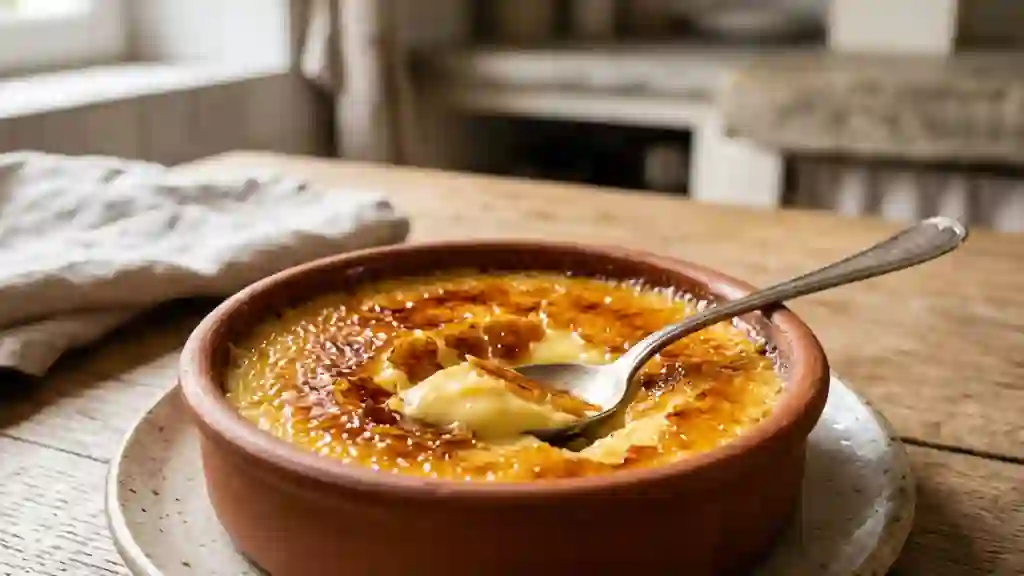 Crème catalane fondante et sa croûte ambrée - Photo de présentation