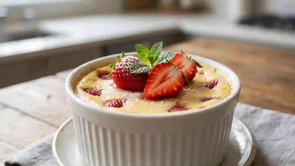 Crème Cuite Onctueuse et Fraises Fraîches - Photo de présentation
