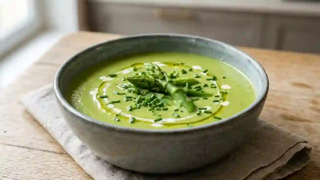 Velouté d'asperges glacé et pointes croquantes - Photo de présentation