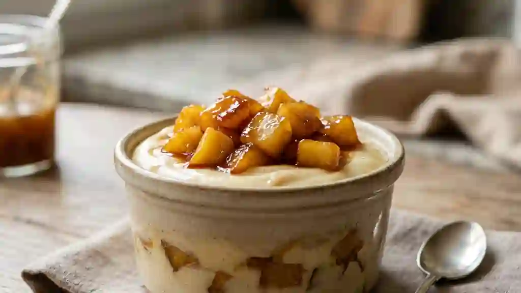 Crème fondante aux pommes caramélisées - Photo de présentation