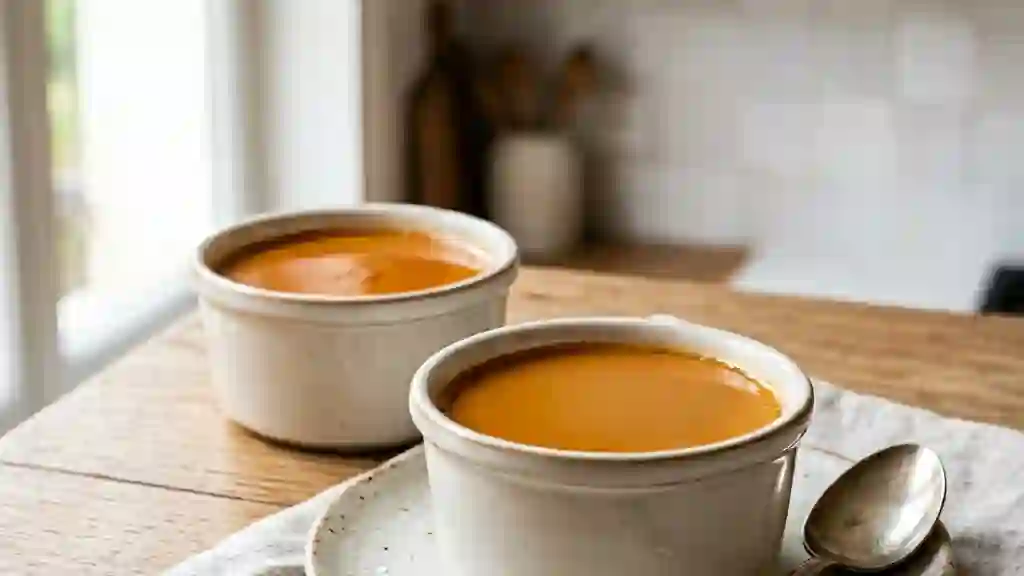 Crème fondante au caramel beurre noisette - Photo de présentation