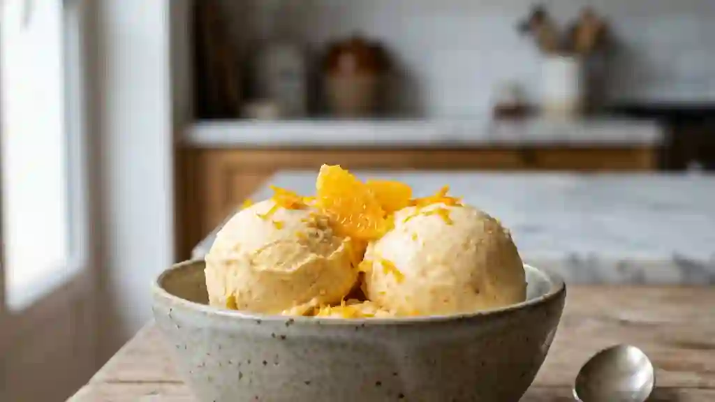 Crème glacée fondante orange et Grand Marnier - Photo de présentation