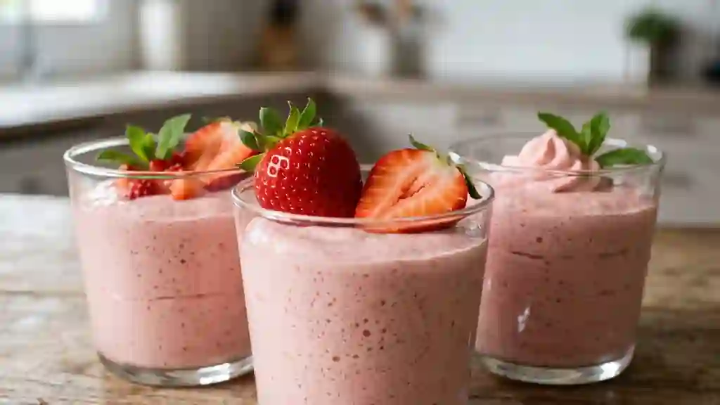 Mousse fondante aux fraises fraîches - Photo de présentation