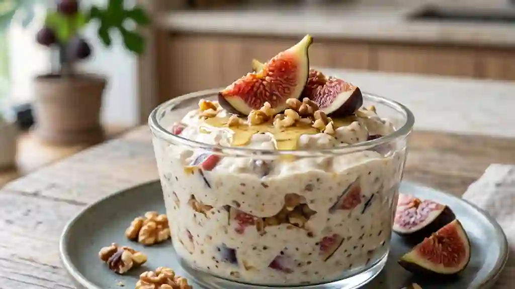 Crème onctueuse aux figues et éclats de noix - Photo de présentation