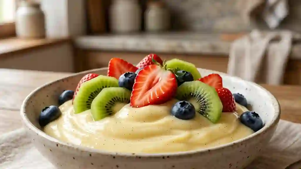 Crème pâtissière onctueuse et fruits frais - Photo de présentation