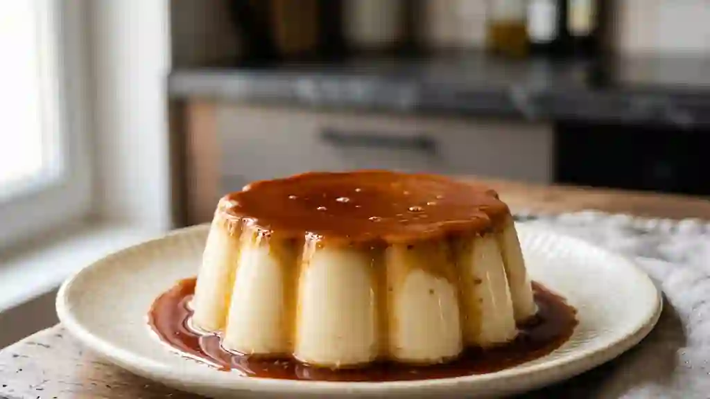 Crème renversée fondante au caramel ambré - Photo de présentation