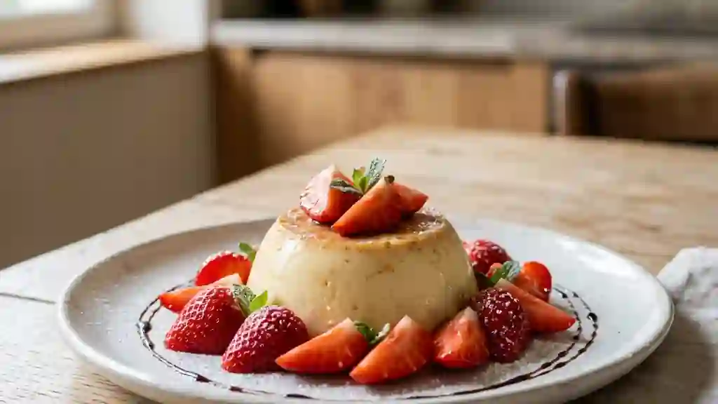 Crème renversée fondante aux fraises - Photo de présentation