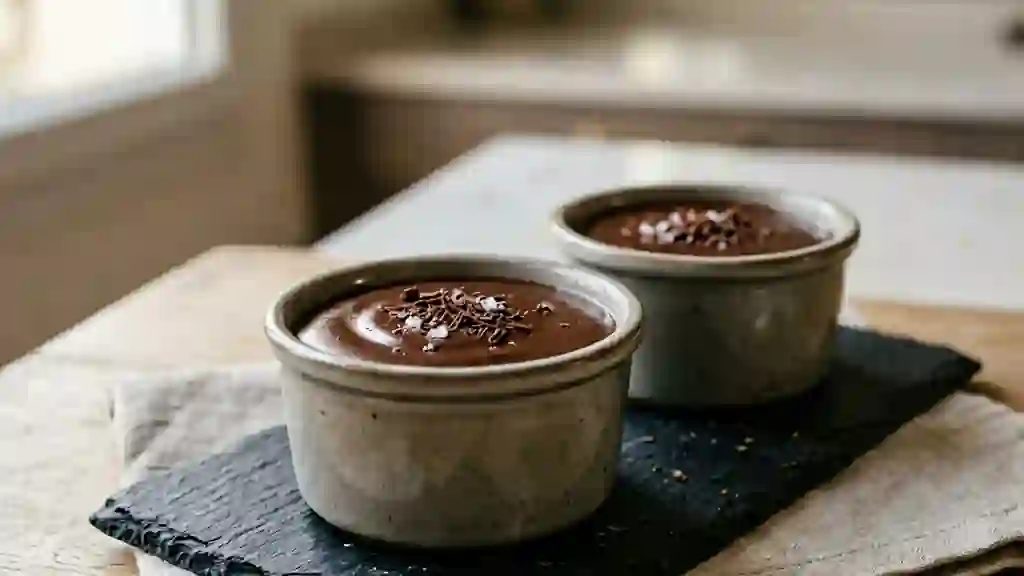 Crèmes fondantes au chocolat noir intense - Photo de présentation