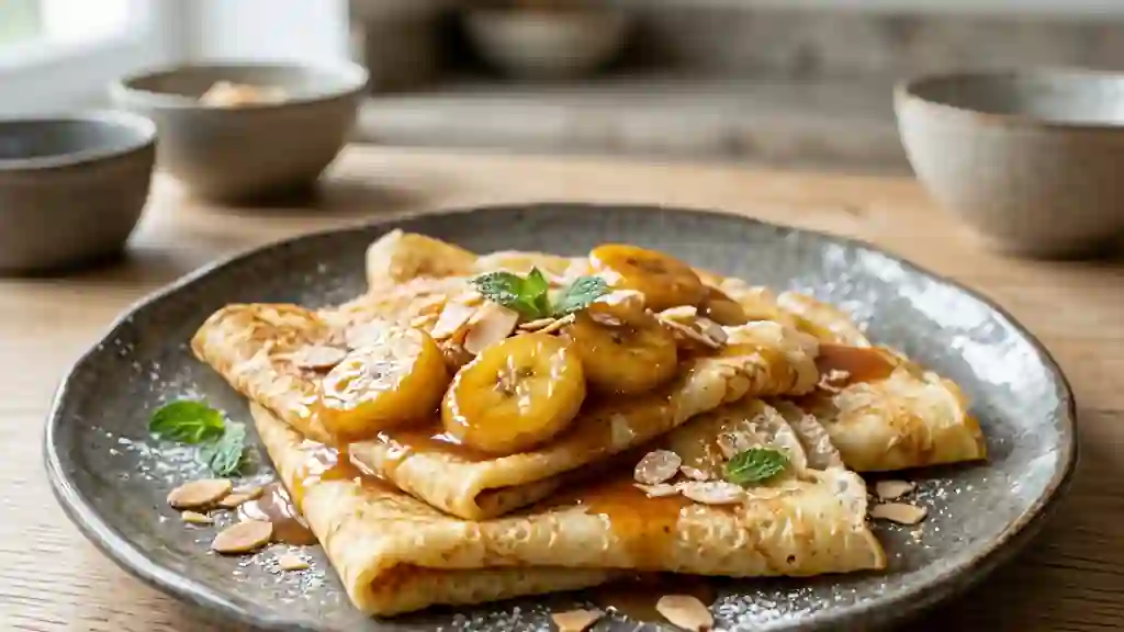 Crêpes à la banane et rhum flambé - Photo de présentation