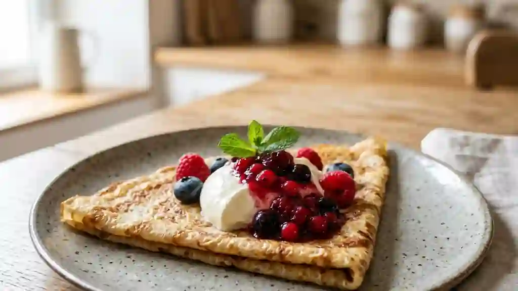 Crêpes moelleuses au contraste chaud-froid - Photo de présentation