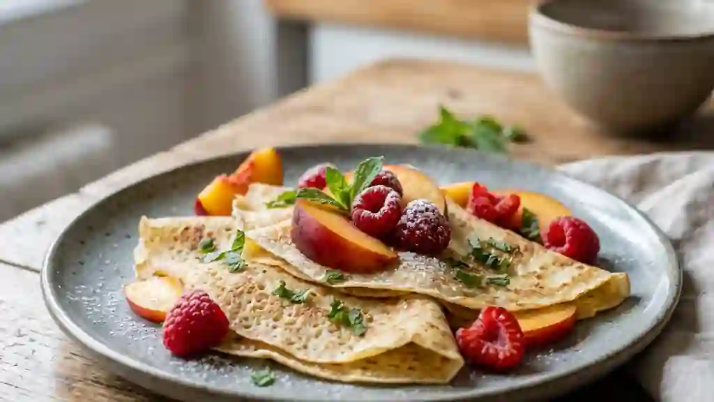 Crêpes Fondantes aux Nectarines et Framboises - Photo de présentation