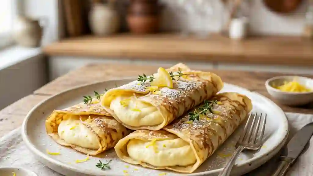 Crêpes fines au cœur citronné soufflé - Photo de présentation