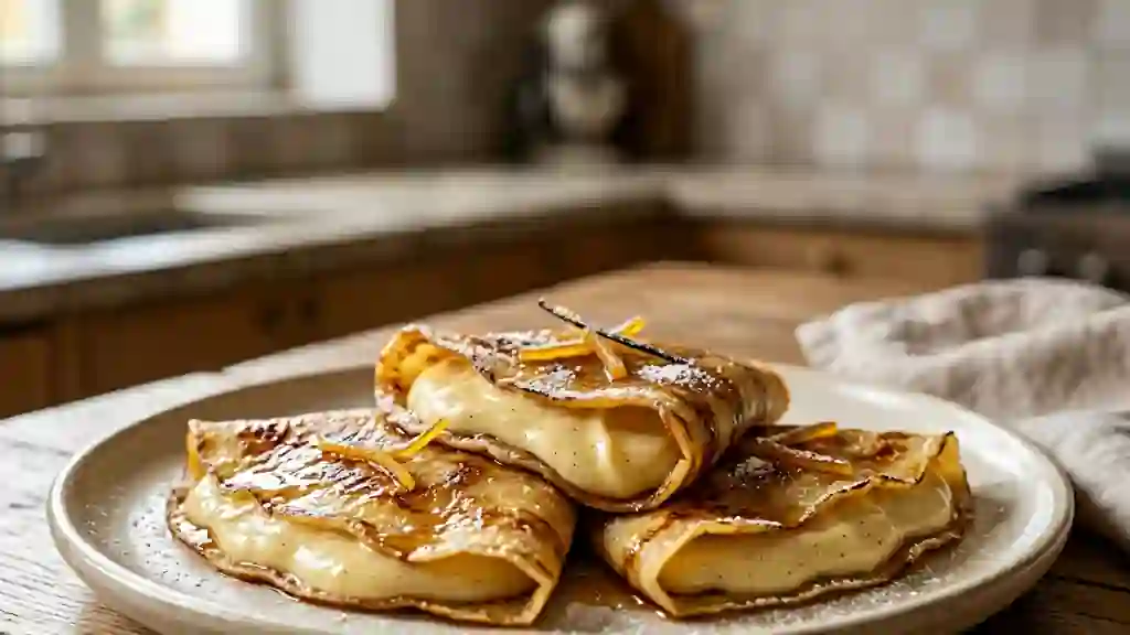 Crêpes Flambées au Rhum et Crème Vanille - Photo de présentation