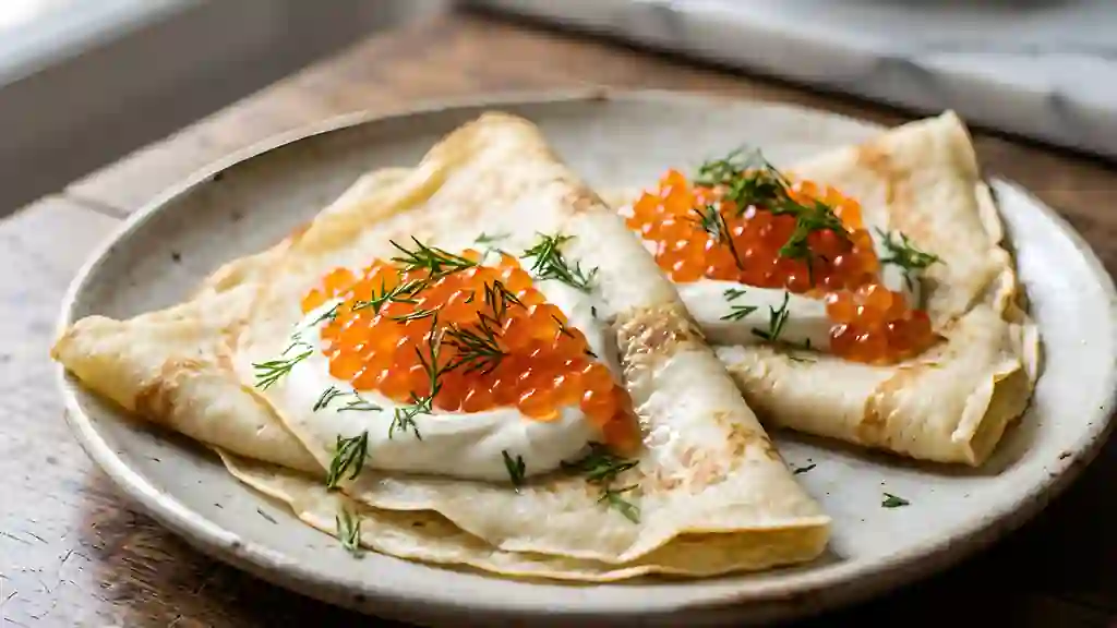 Crêpes aux perles de saumon - Photo de présentation