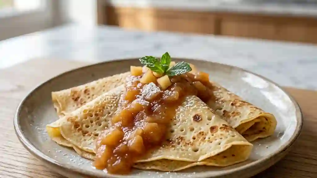 Crêpes aériennes à la pomme fondante - Photo de présentation